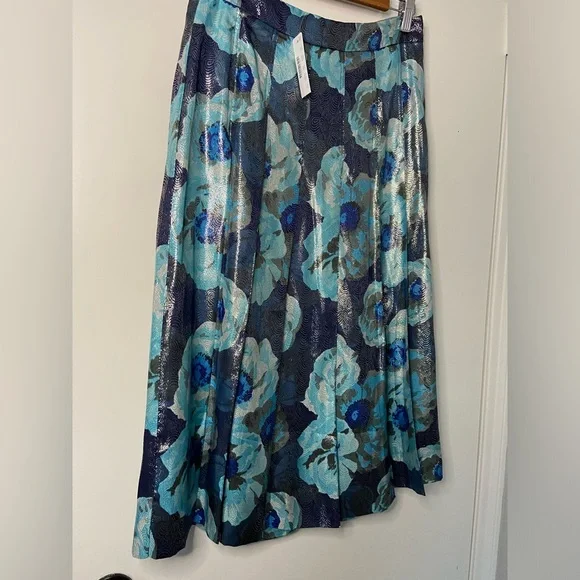 J Crew Floral Metallic Midi Skirt Size 4 NWT! - Picture 2 of 6